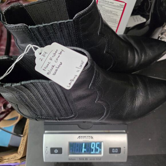 MARC FISHER LTD BLACK LEATHER WESTERN COWBOY ANKLE BOOT – SIZE 9M - Picture 11 of 11